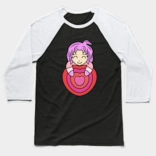 Cute kawaii girl with heart Baseball T-Shirt